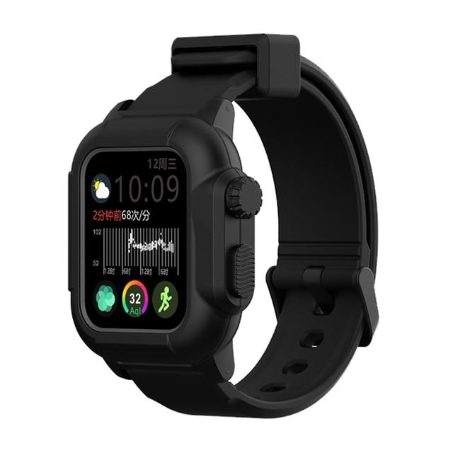 Watchbands black black / 40mm Dive Waterproof Sports Band Case Cover for Apple Watch Case Series 6 5 4 3 2 Silicone Band 44mm 42mm 40mm Strap Shockproof Frame|Watchbands|