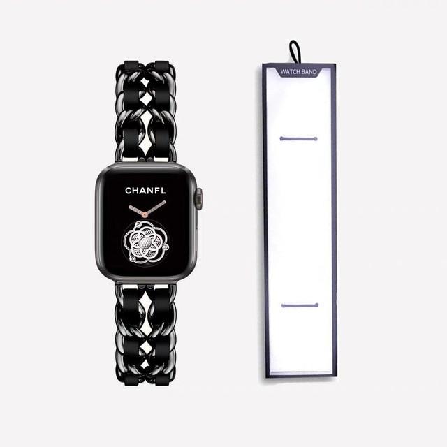Watchbands black black / 38mm or 40mm Stainless Steel luxury Strap For Apple Watch 6 5 4 3 Band 38mm 42mm Bracelet for iWatch series 5 4 3/1 40mm 44mm strap with box|Watchbands|