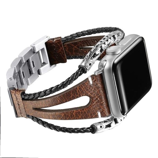 Watchbands A-Brown / 38mm Leather loop Band For Apple Watch Series 6 5 4 3 SE Bracelet Handmade Natural Genuine Leather strap For iWatch 38mm 42mm 40/44mm|Watchbands|