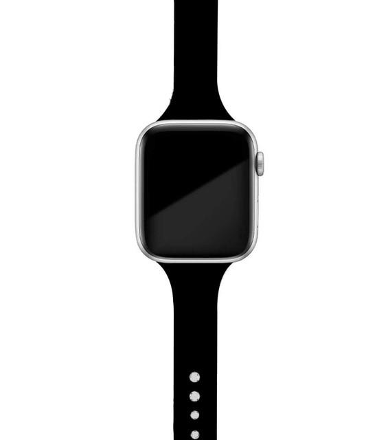 Watchbands black 34 / 38mm or 40mm Slim strap for Apple watch band 38mm 44mm soft Sport Silicone wrsit women belt bracelet iWatch series 6 3 4 5 SE 40mm 42mm|Watchbands