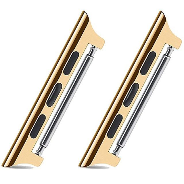 Watchbands Gold 2 pcs / 22mm for 38mm Adapter For Apple Watch band 6 SE 5 4 3 2 for iwatch band 6 5 4 42mm 38mm Strap spring bar belt Watchband Accessories Connector|Watchbands|