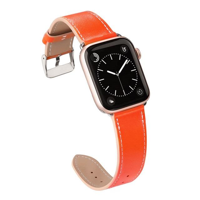 Watchbands orange red / 38mm OR 40mm Genuine Leather strap for Apple Watch band 44 mm/40mm iWatch band 42mm 38mm High quality Textured bracelet Apple watch 5 4 3 2 1|strap band|single tourband for apple watch