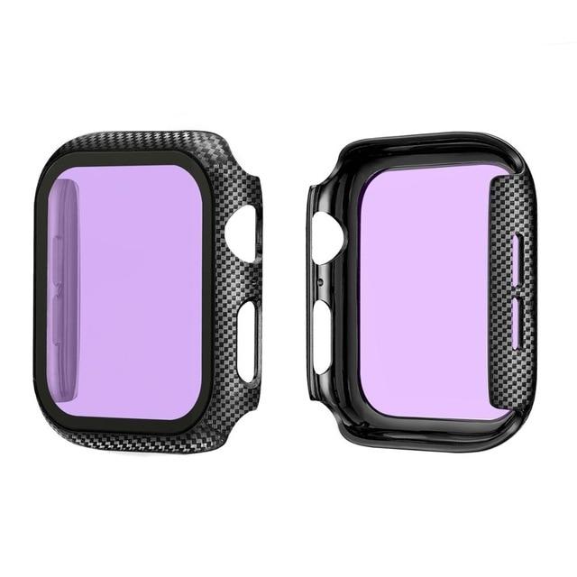 Watch Cases glassCase2 / 44mm series 6 5 4 Glass+Cover For Apple Watch case 44mm 40mm Carbon Fiber for Apple watch bumper protector iWatch series 6 5 4 42/38mm Accessorie|Watch Cases|