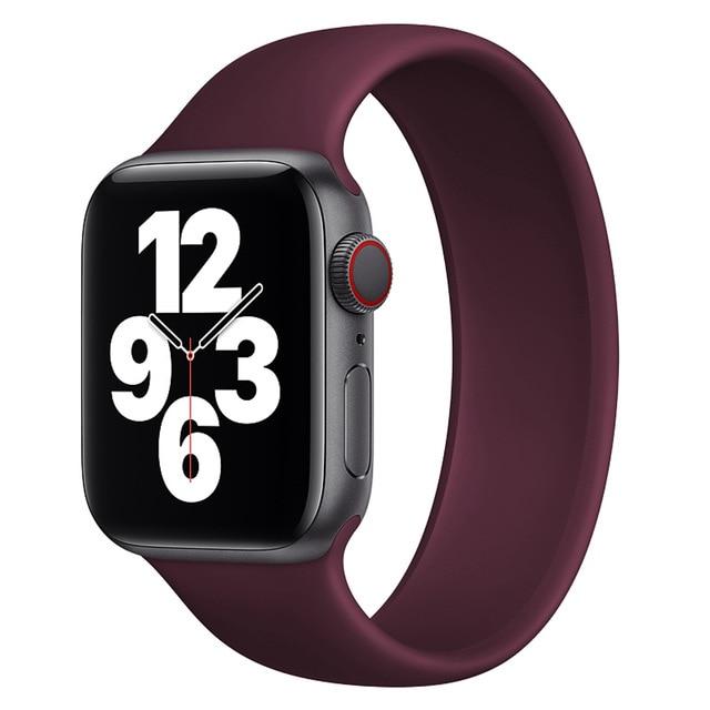 Watchbands wine red / 38mm or 40mm / S     130-150mm Solo Loop Strap for Apple Watch 5 Band 44mm 40mm iWatch bands 38mm 42mm Belt Silicone bracelet watchband for series 6 5 4 3 2 SE|Watchbands|