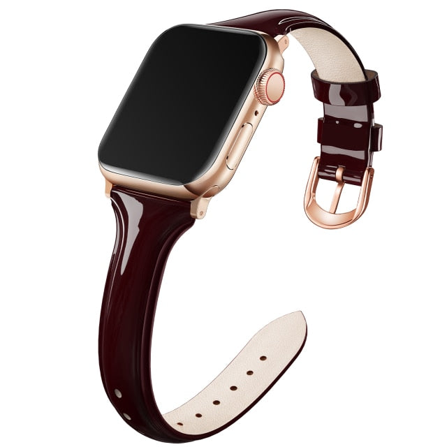 rose gold High-Quality Leather Loop Bracelet Belt Band  Series 7 6 5 4 Wristband