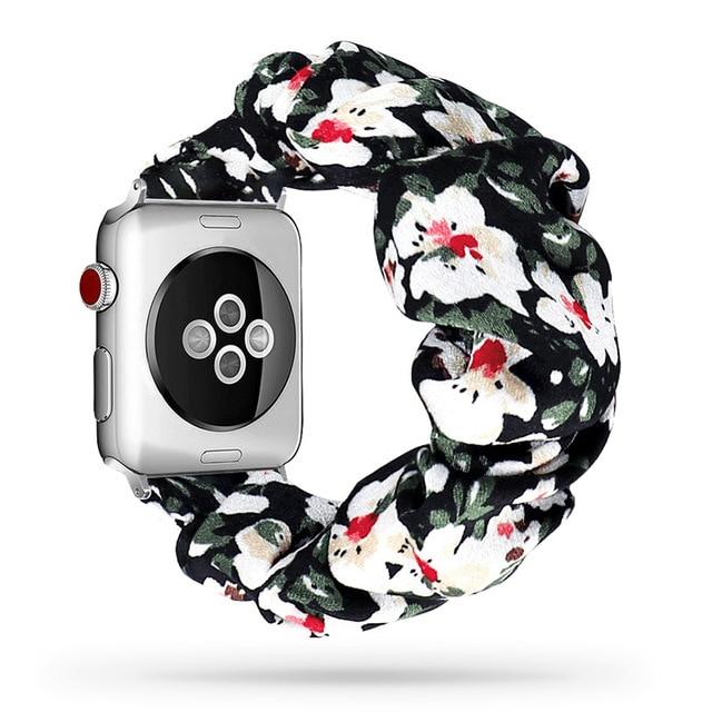 Watchbands Green-Floral / 38mm or 40mm Scrunchie Elastic Watch Straps for iwatch Bracelet 6 5 4 3 40 44mm Watchband for Apple Watch 6 5 4 3 2 38mm 42mm Band Christmas|Watchbands