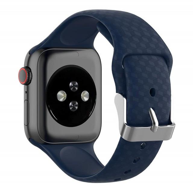 Watchbands Navy Blue / 38mm or 40mm 3D Texture Strap for Apple watch band 44mm 40mm Sport Silicone belt watchband bracelet iWatch 38mm 42mm series 3 4 5 se 6 band|Watchbands|