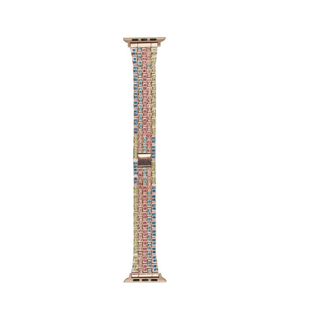 Apple Watch 7 6 5 4 3 Women Style Watch Band Colored Diamond Strap