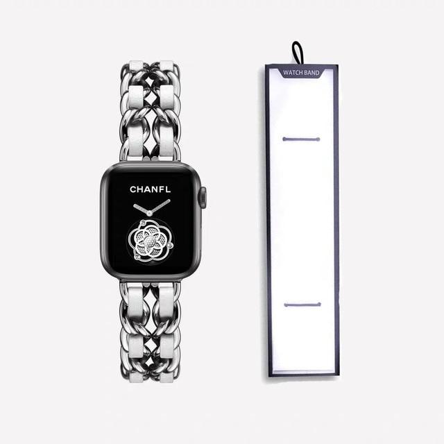 Watchbands silver white / 38mm or 40mm Stainless Steel luxury Strap For Apple Watch 6 5 4 3 Band 38mm 42mm Bracelet for iWatch series 5 4 3/1 40mm 44mm strap with box|Watchbands|