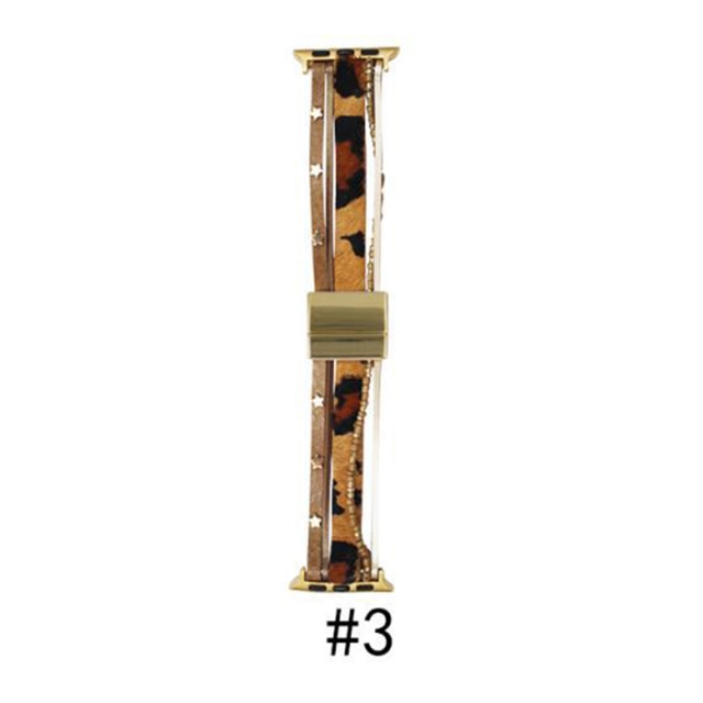 Fashion New Leather Strap for Apple Watch Band Series 7 6 5 4 Pearl Leopard Lady Wristband iWatch 38/40/41mm 42/44/45mm Bracelet |Watchbands|