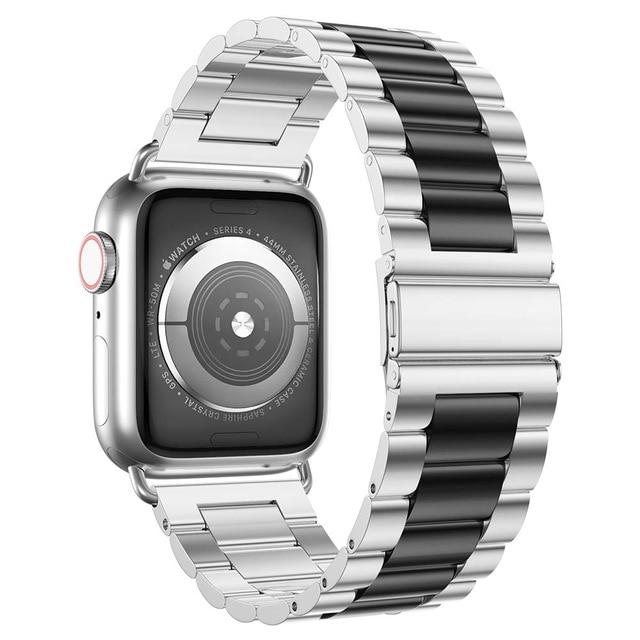 Watchbands Silver black / 38mm Case+Strap For Apple Watch 5 3 band 44 mm 40mm 42mm/38mm Stainless Steel metal Bracelet belt accessories iWatch Band 5 4 3 2 1|Watchbands|