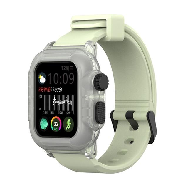 Watchbands Trans grey green / 40mm Dive Waterproof Sports Band Case Cover for Apple Watch Case Series 6 5 4 3 2 Silicone Band 44mm 42mm 40mm Strap Shockproof Frame|Watchbands|