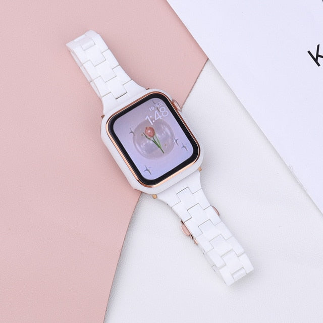 Resin Slim Strap For Apple Watch Band 44mm 40mm 42mm 38mm Woman Belt Bracelet Iwatch Series 5 4 3 Se 6 7 45mm 41mm Strap - Watchbands