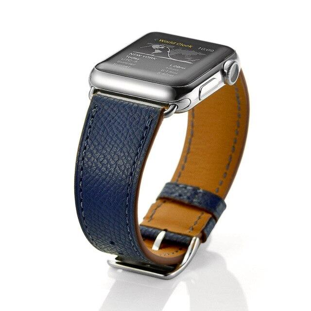 Watchbands Litchi dark blue / 38mm OR 40mm Genuine Leather strap for Apple Watch band 44 mm/40mm iWatch band 42mm 38mm High quality Textured bracelet Apple watch 5 4 3 2 1|strap band|single tourband for apple watch