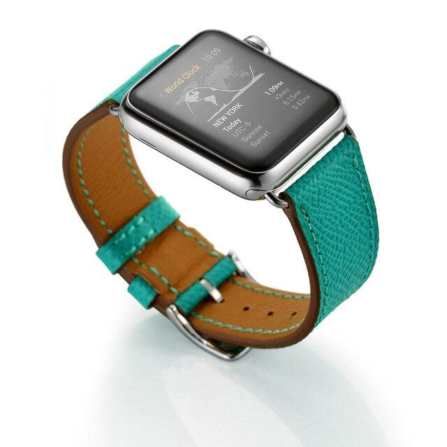 Watchbands Litchi Peacock Blue / 38mm OR 40mm Genuine Leather strap for Apple Watch band 44 mm/40mm iWatch band 42mm 38mm High quality Textured bracelet Apple watch 5 4 3 2 1|strap band|single tourband for apple watch
