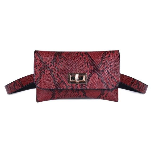 Waist Packs Style B Red Snake Pattern Shoulder Waist Bags Fanny Belt Packs Phone Pouch Women Flap PU Leather Crossbody Casual Messenger Chest Bags|Waist Packs|
