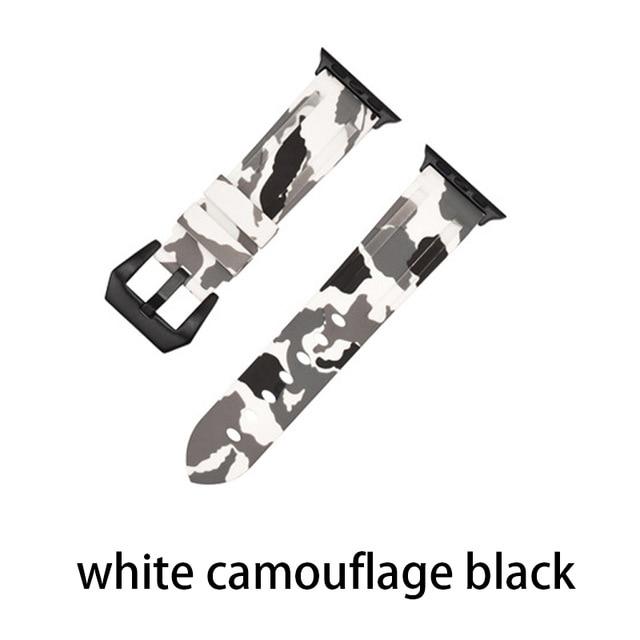 Watchbands Camouf white black / 38MM or 40MM Camouflage Silicone Strap for Apple Watch 5 4 Band 44 Mm 40mm Sport Watchband Bracelet For IWatch Band 38mm 42mm Series 5 4 3 2|Watchbands|