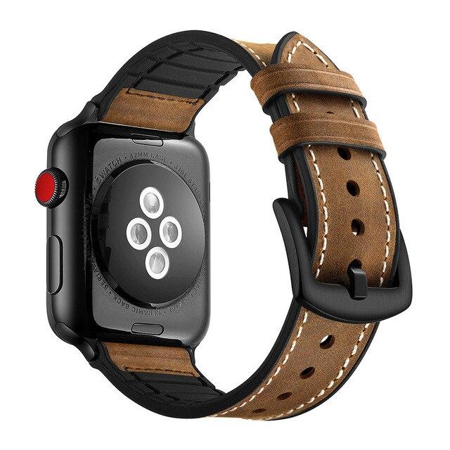 Watchbands Dark brown / 38mm 40mm Silicone Leather strap For Apple watch band apple watch 4 3 44mm 40mm iwatch band series 4/3/2/1 42mm 38MM camouflage bracelet|Watchbands|