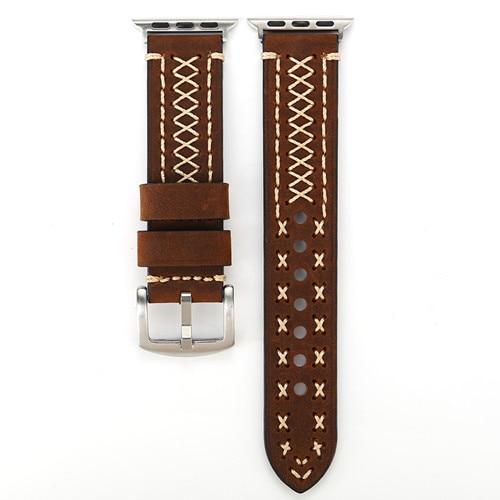 Watchbands Dark brown / 38mm or 40mm Leather strap For Apple Watch band 44 mm 40mm iwatch band 42mm 38mm handmade wrist pulseira bracelet correa apple watch 5 4 3 2|Watchbands|