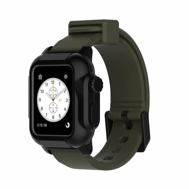 Watchbands Army Green Black / 44mm  series 5 4 Waterproof strap for apple Watch 5 band 44mm 40m iWatch band 42mm Full Protector case+Luminous bracelet for apple watch 3 4 38mm|Watchbands|