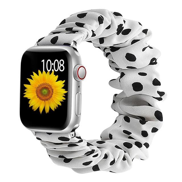Home White Black dot / 38mm or 40mm / S   (119mm-160mm) Scrunchie Strap For Apple watch band 40mm 44mm 42mm 38mm 42 mm Elastic Nylon bracelet Solo Loop iWatch series 6 5 4 3 se band| |