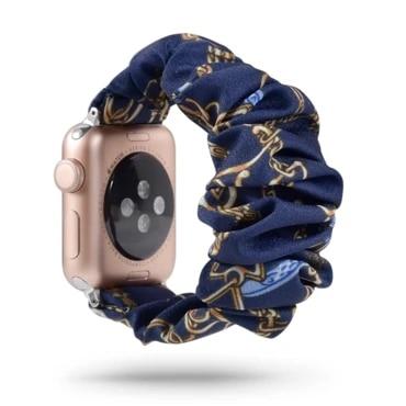 Watchbands Nautical Regal Blue / 38MM or 40MM Scrunchie Elastic Watch Band for Apple Watch 38mm 40mm 42mm 44mm sport nylon strap for iwatch Series 5 4 3 2 1 Bracelet Fabric - USA Fast Shipping