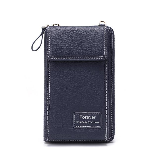 Top-Handle Bags dark blue style 2 New Women Purses Solid Color Leather Shoulder Strap Bag Mobile Phone Big Card Holders Wallet Handbag Pockets for Girls|Top-Handle Bags|