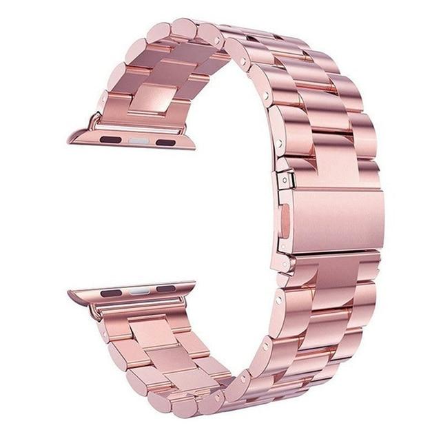 Watchbands Rose Pink Band Only / 38mm or 40mm Stainless Steel Strap for Apple Watch Series 6 5 4 Band 38mm 42mm Bracelet Sport Band for iWatch 40mm 44mm strap