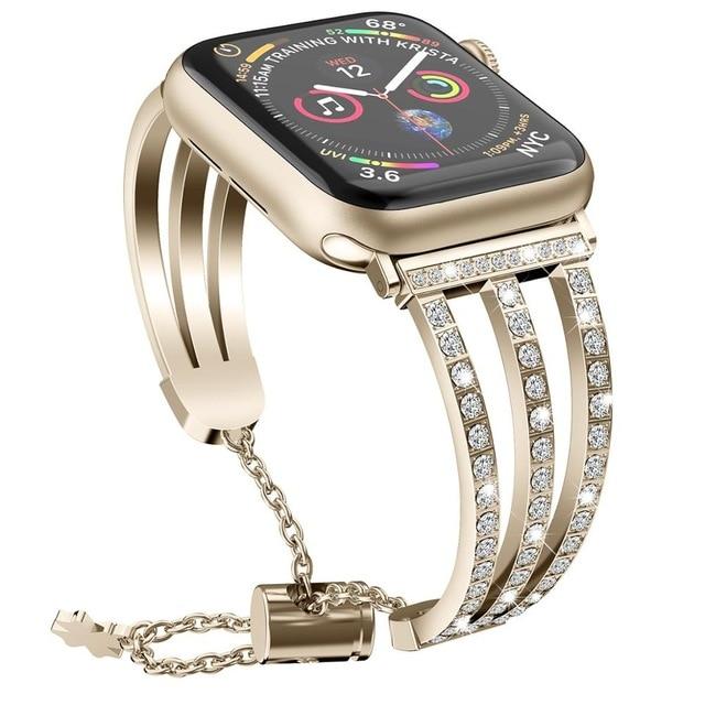 Watchbands retro gold / 42mm or 44mm women diamond watch band strap for apple watch 6 5 4 40mm 44mm watchband for iwatch 6 4 3 2 38mm 42mm bracelet wristband|Watchbands|