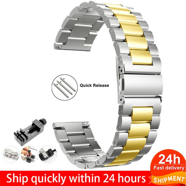18mm 22mm 20mm 24mm Watch Band Strap For Samsung Galaxy 3 Watch 42 46mm GEAR S3 Active2 Classic quick release Stainless Steel|Watchbands|
