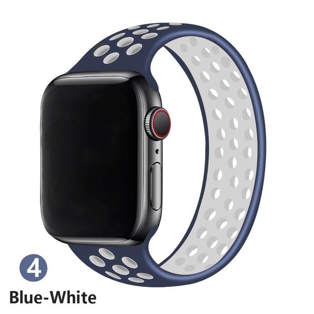 Watchbands blue white / 38mm or 40mm / S Strap for Apple Watch Band 44mm 40mm 38mm 42mm watchbands Elastic Belt Silicone bracelet Solo loop for iWatch Series 3 4 5 SE 6|Watchbands|