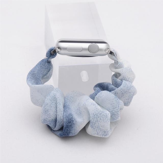 Watchbands blue white / 38MM Scrunchie Elastic watch band for Apple Watch Series 5 4 3 2 strap nylon loop wristband for iwatch 5 4 3 2 38 44mm wrist bracelet|Watchbands| -