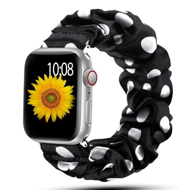 Home Black White dot / 38mm or 40mm / S   (119mm-160mm) Scrunchie Strap For Apple watch band 40mm 44mm 42mm 38mm 42 mm Elastic Nylon bracelet Solo Loop iWatch series 6 5 4 3 se band| |