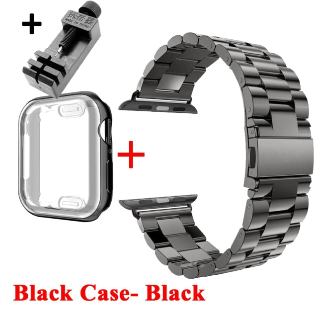 Case + Strap For Apple Watch Series 7 6 5 Premium Steel Metal Bracelet
