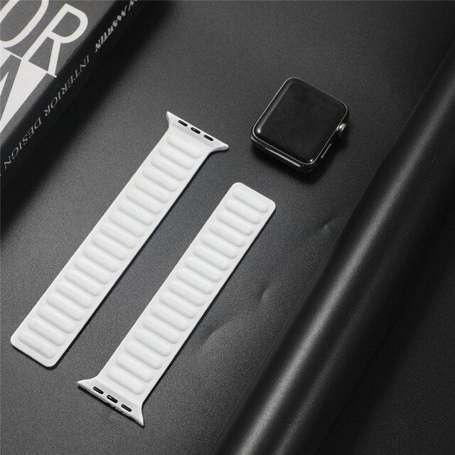 Silicone Link Strap for Apple Watchband 7 6 5 4 Magnetic Loop Bracelet
