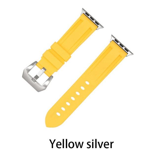 Watchbands yellow silver / 38MM or 40MM Camouflage Silicone Strap for Apple Watch 5 4 Band 44 Mm 40mm Sport Watchband Bracelet For IWatch Band 38mm 42mm Series 5 4 3 2|Watchbands|