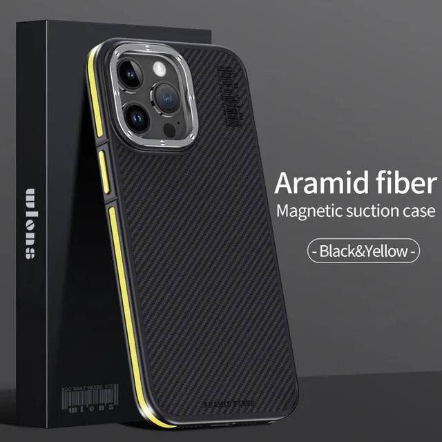 64％ Off | Kevlar Carbon Fiber Aramid Shock Absorption Case for iPhone 15 14 Plus 13 Pro Max Magnetic Wireless Charging Shockproof Cover