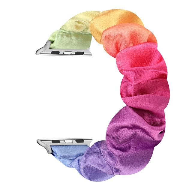 Watchbands Rainbow / 38-40mm Elastic Watch Strap For Apple Watch Band 38/44mm 2020 Fashion Print Ribbon Women Watchband length 12 25.4cm Christmas gift D30|Watchbands|