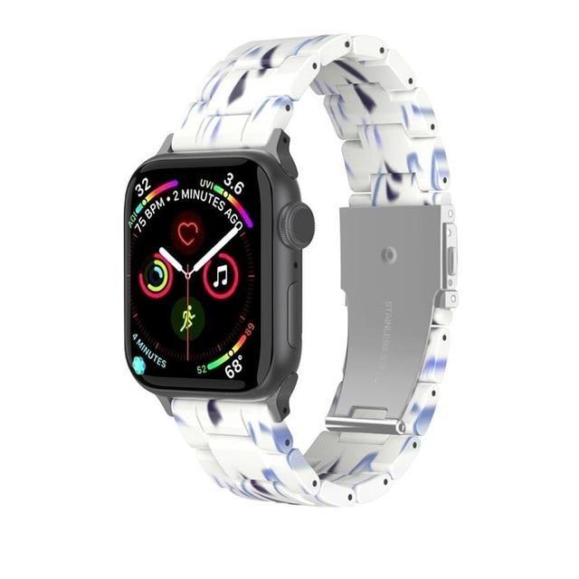 Watchbands Blue White / 38mm / 40mm Copy of Quality Resin Strap Imitation Ceramic Accessories watchband bracelet for apple watch series 6 5 4 Men Women Unisex iWatch 38mm/40mm 42mm/44mm
