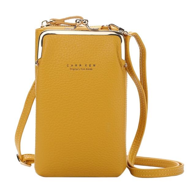 Home YELLOW Brand Crossbody Bags Touch Screen Cell Phone Purse Bag Smartphone Wallet Metal Leather Shoulder Strap Handbag Women Bag