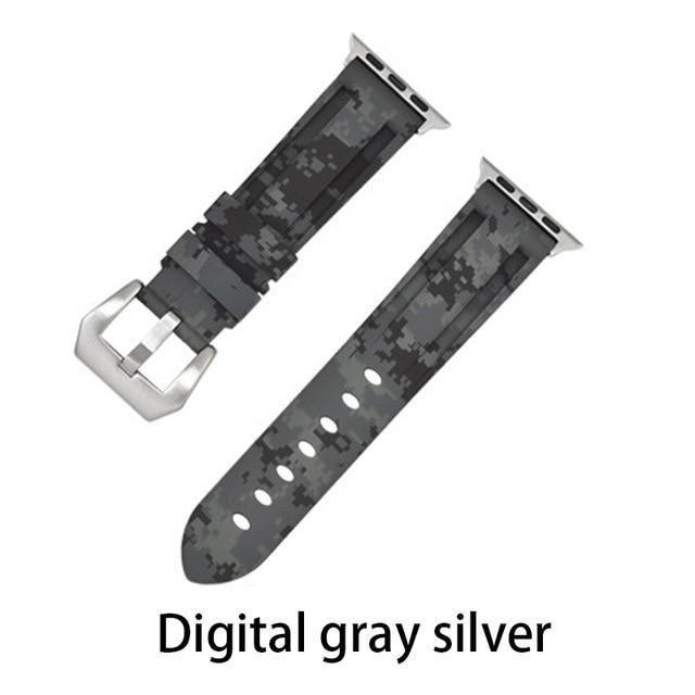 Watchbands Camouf gray silver / 38MM or 40MM Camouflage Silicone Strap for Apple Watch 5 4 Band 44 Mm 40mm Sport Watchband Bracelet For IWatch Band 38mm 42mm Series 5 4 3 2|Watchbands|