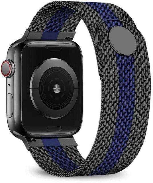 Watchbands black-blue / 38 or 40 mm Milanese loop For Apple watch band 44mm 40mm 38mm 42mm Metal belt Stainless steel bracelet iWatch band serie SE 6 5 4 3 Strap|Watchbands| -