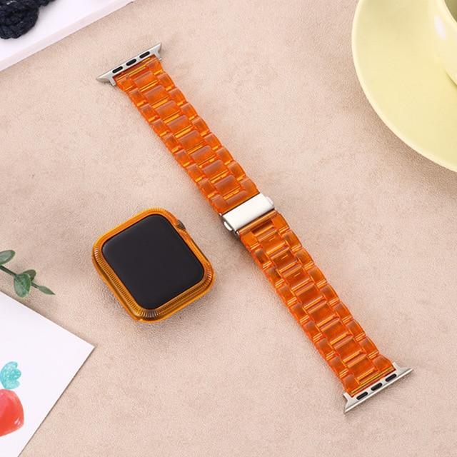 Watchbands Clear orange-case / 38mm Silicone Case+Strap For Apple Watch Band 44mm 40mm 42mm 38mm Transparent Resin Bracelet Band For iWatch SE Series 6 5 4 3 2 1|Watchbands|