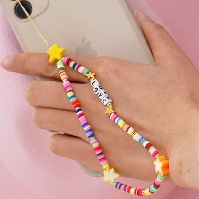 Mobile Strap Phone Charm Beads Colorful Letter Beaded Phone Chain 2021 LOVE Telephone Jewelry For Women Anti Lost Lanyard Gift| |