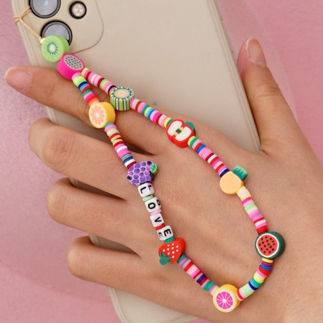 Mobile Strap Phone Charm Beads Colorful Letter Beaded Phone Chain 2021 LOVE Telephone Jewelry For Women Anti Lost Lanyard Gift| |