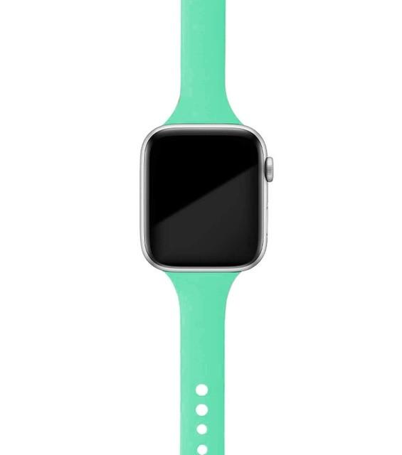 Watchbands Spearmint green / 38mm or 40mm Slim Strap for Apple Watch Band Series 6 5 4 Soft Sport Silicone Wristband iWatch 38mm 40mm 42mm 44mm Women Rubber Belt Bracelet |Watchbands