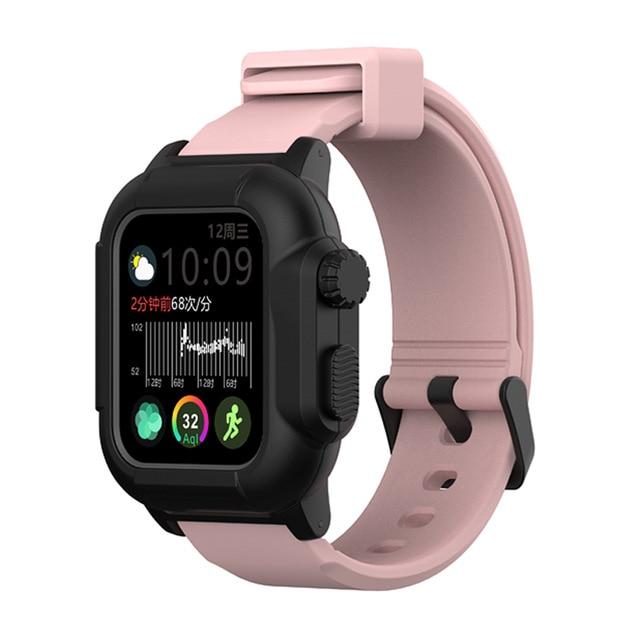 Watchbands black pink / 42mm Dive Waterproof Sports Band Case Cover for Apple Watch Case Series 6 5 4 3 2 Silicone Band 44mm 42mm 40mm Strap Shockproof Frame|Watchbands|