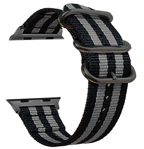 Watchbands black gray / 38mm 40mm Nato strap For Apple watch band apple watch 5 3 4 band 44mm 40mm 42mm 38mm iwatch band correa woven nylon Bracelet Watchband|Watchbands