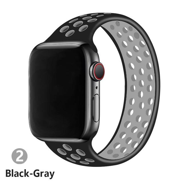 Watchbands black gray / 38mm or 40mm / S Strap for Apple Watch Band 44mm 40mm 38mm 42mm watchbands Elastic Belt Silicone bracelet Solo loop for iWatch Series 3 4 5 SE 6|Watchbands|