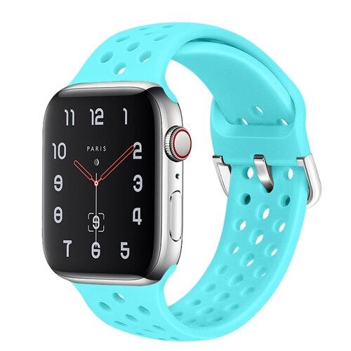 Watchbands Sky blue / For 38mm or 40mm Sport Silicone Band for Apple Watch Strap correa apple watch 42mm 38 mm iwatch band 44mm 40mm fashion bracelet watchband 5 4 3 2|Watchbands|